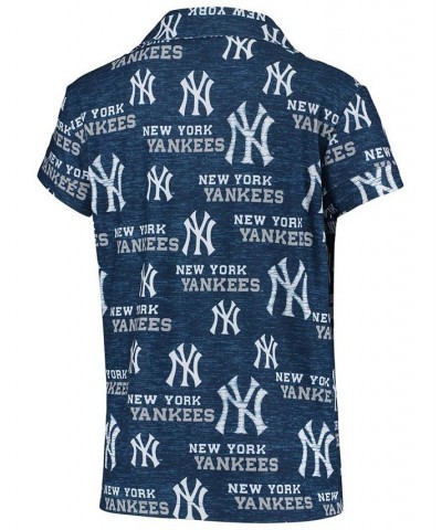 Women's New York Yankees Zest Allover Print Button-Up Shirt & Shorts Sleep Set Blkgry $24.64 Pajama