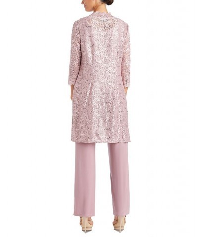 Petite 3-Pc. Sequined-Lace Jacket Top & Pants Plum Purple $56.99 Outfits