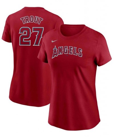 Women's Mike Trout Red Los Angeles Angels Name Number T-shirt Red $25.00 Tops