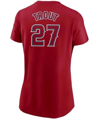 Women's Mike Trout Red Los Angeles Angels Name Number T-shirt Red $25.00 Tops