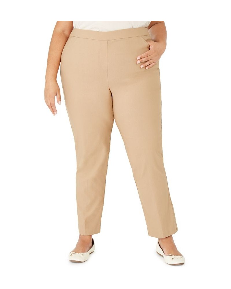 Plus Size Classic Allure Tummy Control Pull-On Average Length Pants Brown $29.14 Pants