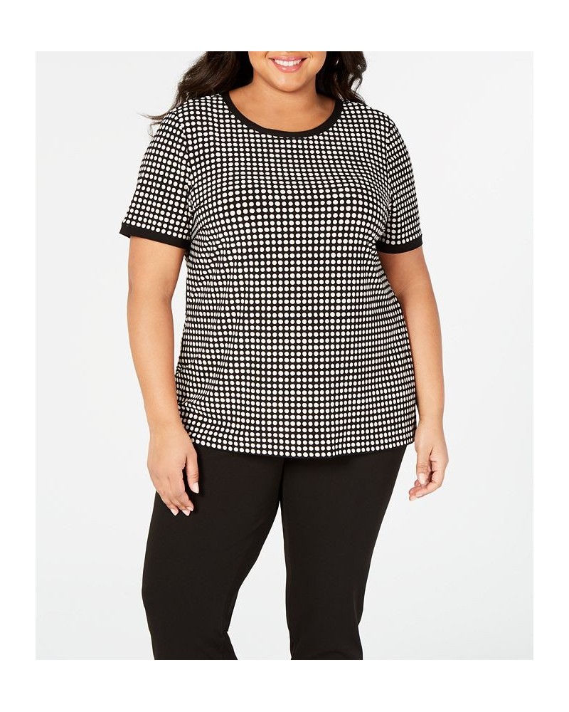 Plus Size Button-Back Short-Sleeve Top Black/white $29.30 Tops