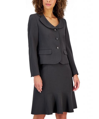 Women's Three-Button Flounce-Skirt Suit Regular and Petite Sizes Blue $46.50 Suits