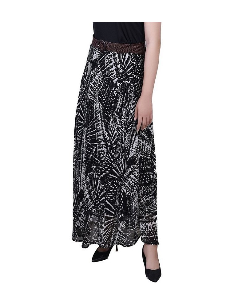 Petite Printed Chiffon Belted Maxi Skirt Onyx Ray Beam $12.80 Skirts