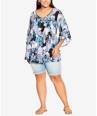 Plus Size Abby Pintuck Top Blue $18.94 Tops