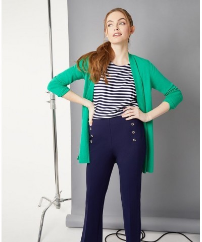 Women's Open Front Cardigan with Novelty Placket Sweater Green $25.73 Sweaters