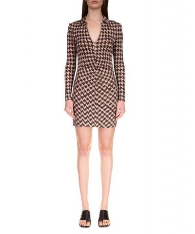 Women's Ruched-Knit Houndstooth Mini Dress Java Houndstooth $26.75 Dresses