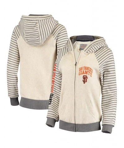 Women's Heathered Cream San Francisco Giants Stripe Raglan HD Full-Zip Jacket Cream $45.00 Jackets