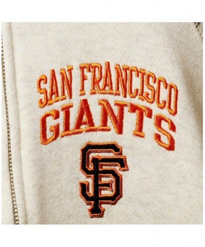 Women's Heathered Cream San Francisco Giants Stripe Raglan HD Full-Zip Jacket Cream $45.00 Jackets