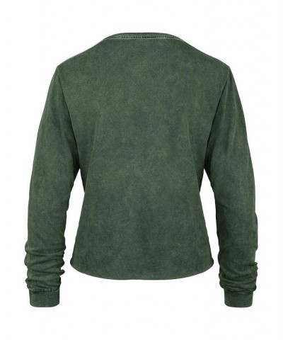 Women's Green New York Jets Indio Vintage-Inspired Tubular Cropped Washed Long Sleeve T-Shirt Green $28.07 Tops