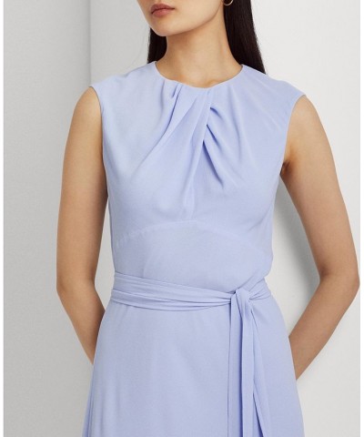Women's Bubble Crepe Cap-Sleeve Dress Blue $36.00 Dresses