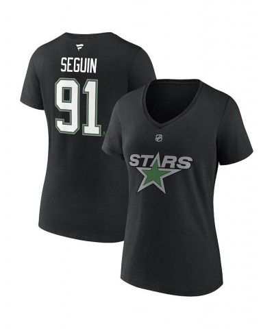 Women's Branded Tyler Seguin Black Dallas Stars Special Edition 2.0 Name and Number V-Neck T-shirt Black $26.09 Tops