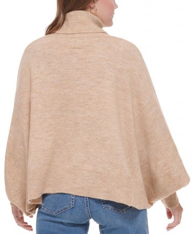 Women's Bubble-Sleeve Turtleneck Sweater Travertine Heather $32.76 Sweaters