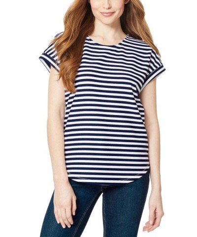 Women's Extended-Shoulder Striped Top Collection Navy/nyc White $17.49 Tops