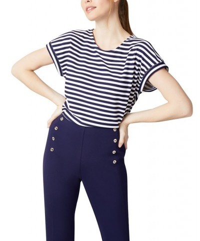 Women's Extended-Shoulder Striped Top Collection Navy/nyc White $17.49 Tops