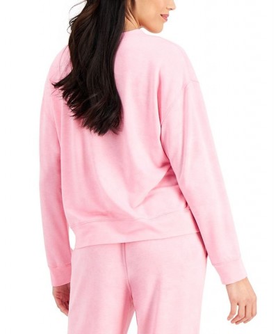 Super Soft Crewneck Pajama Top Pink Tiedye Wash $11.17 Sleepwear