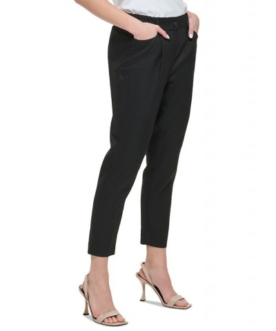 Women's Cropped Linen Pants Black $43.80 Pants