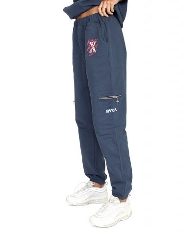 X Stella Maxwell Juniors' Maxwell Cotton High-Rise Sweatpants Moody Blue $23.20 Pants