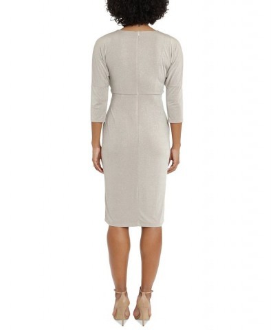 Women's Crisscross Shimmer-Knit Dress Sand/Silver $23.28 Dresses