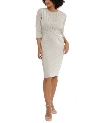 Women's Crisscross Shimmer-Knit Dress Sand/Silver $23.28 Dresses