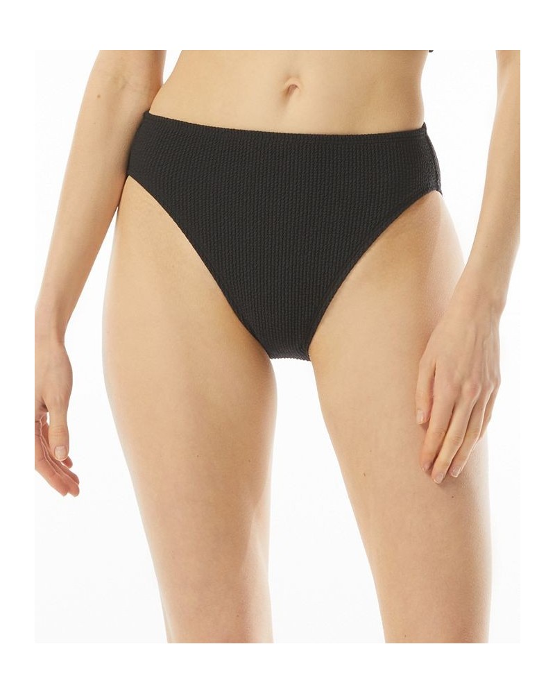 Women's O-Ring Bikini Top & Textured High-Leg Bikini Bottoms Black $50.76 Swimsuits