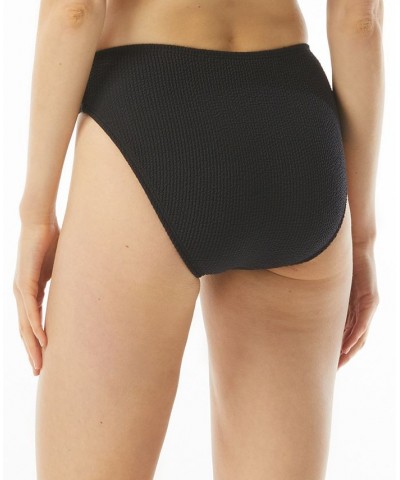Women's O-Ring Bikini Top & Textured High-Leg Bikini Bottoms Black $50.76 Swimsuits