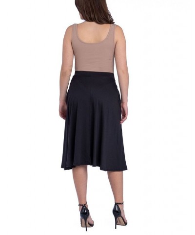 Women's Elastic Waistband Pocket Midi Skirt Black $29.92 Skirts