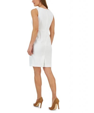 Women's Pique Keyhole-Neck Sheath Dress Lily White $54.45 Dresses