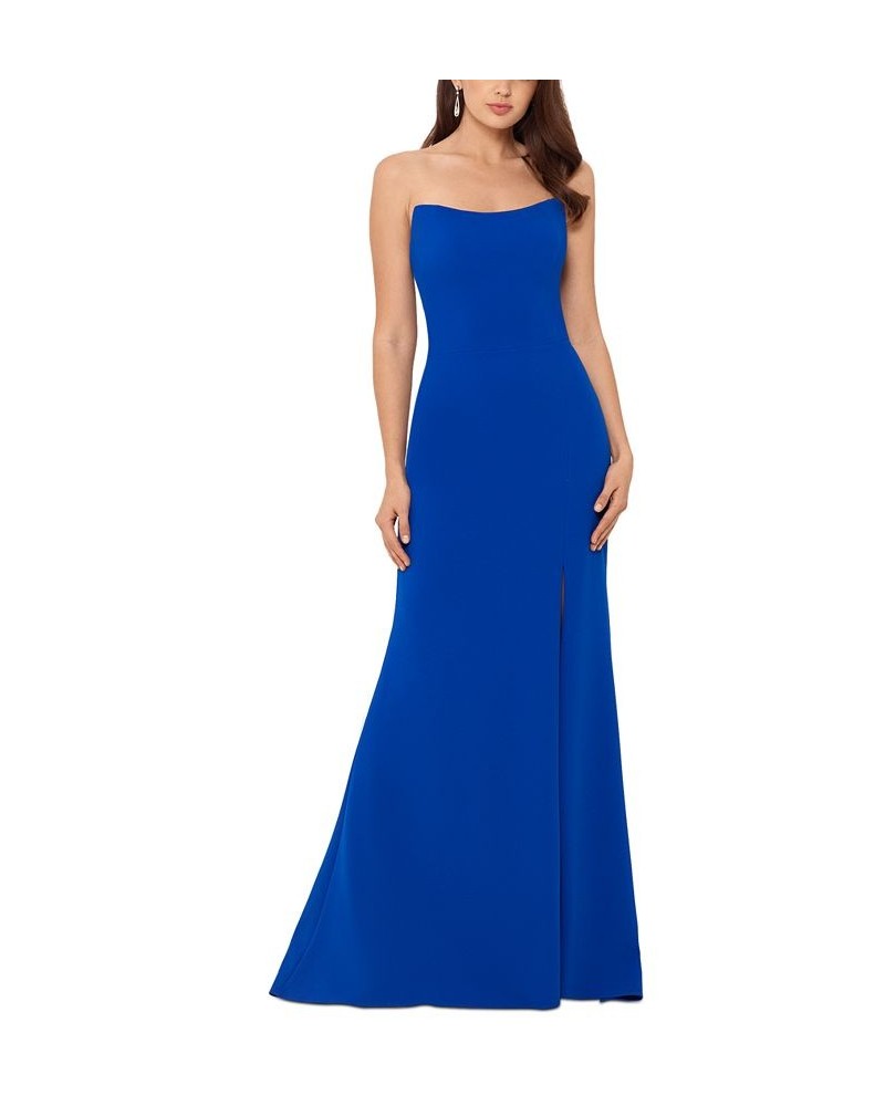 Women's Strapless Side-Slit Scuba Crepe Gown New Cobalt $102.09 Dresses