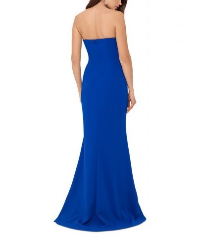 Women's Strapless Side-Slit Scuba Crepe Gown New Cobalt $102.09 Dresses