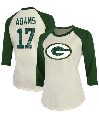 Women's Davante Adams Cream Green Green Bay Packers Player Raglan Name Number 3/4 Sleeve T-shirt Cream, Green $33.63 Tops