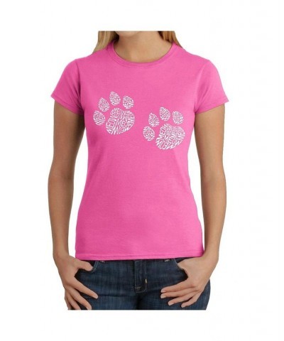 Women's Word Art T-Shirt - Meow Cat Prints Black $21.60 Tops