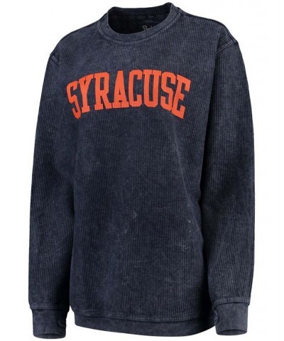 Women's Navy Syracuse Orange Comfy Cord Vintage-Like Wash Basic Arch Pullover Sweatshirt Navy $40.79 Sweatshirts