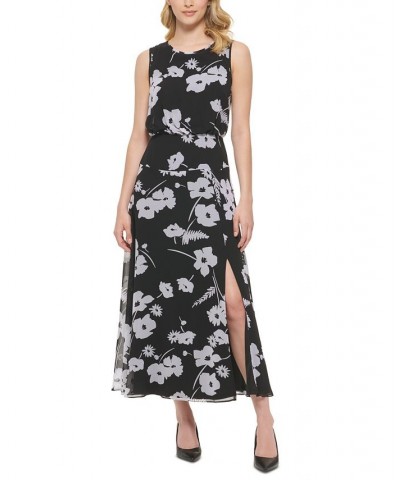 Women's Floral-Print Maxi Dress Black/White $73.92 Dresses