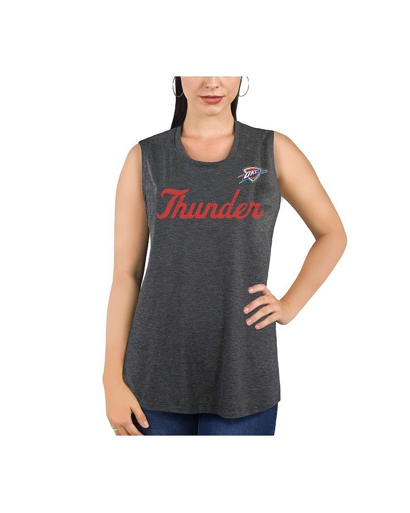 Women's Threads Gray Oklahoma City Thunder Script Flair Blouse Tank Top Gray $30.24 Tops