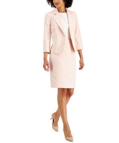 Women's Single-Button Skirt Suit Regular and Petite Sizes Light Blossom/white $42.51 Suits