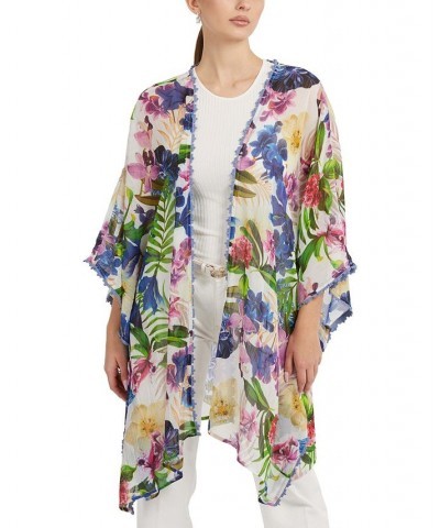 Women's Long-Sleeve Floral-Print Kimono Top Tropicalia $39.50 Tops