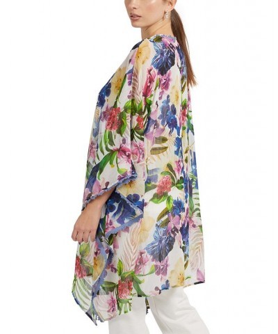 Women's Long-Sleeve Floral-Print Kimono Top Tropicalia $39.50 Tops