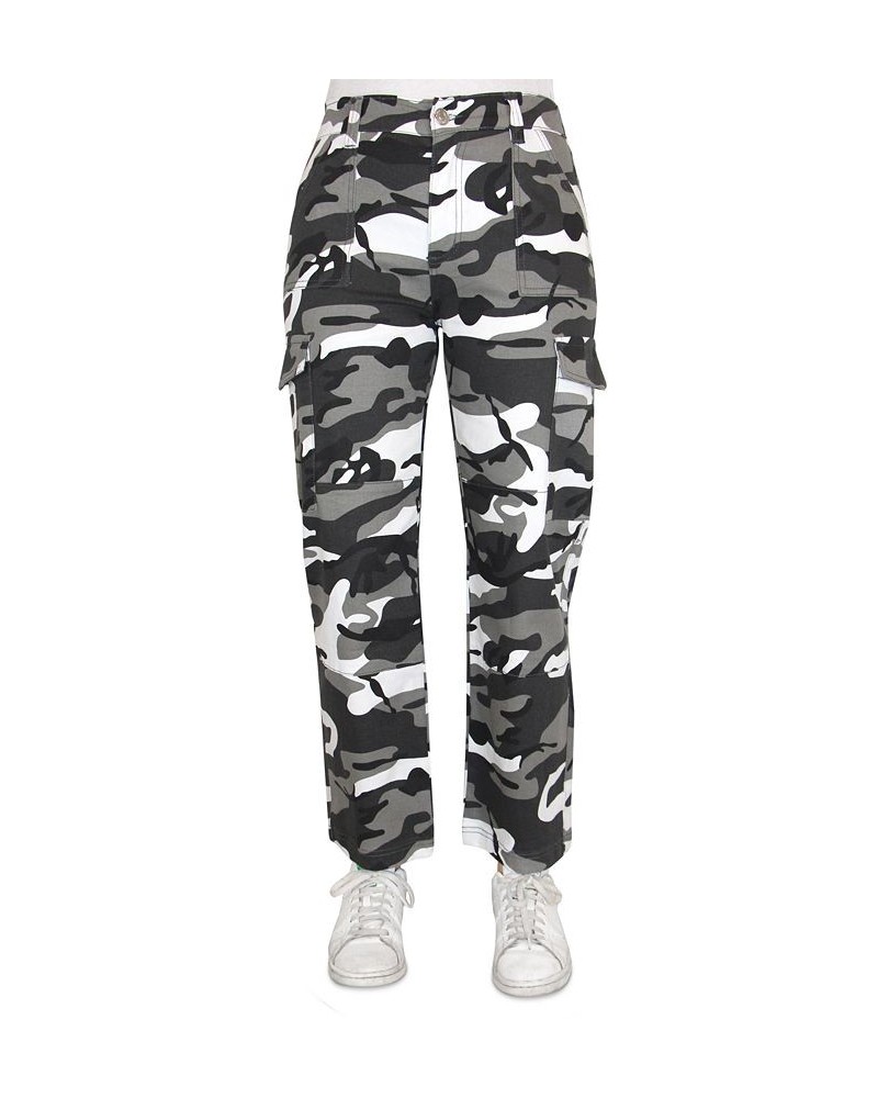 Juniors' Camouflage-Print Cargo Pants Gray $18.60 Pants