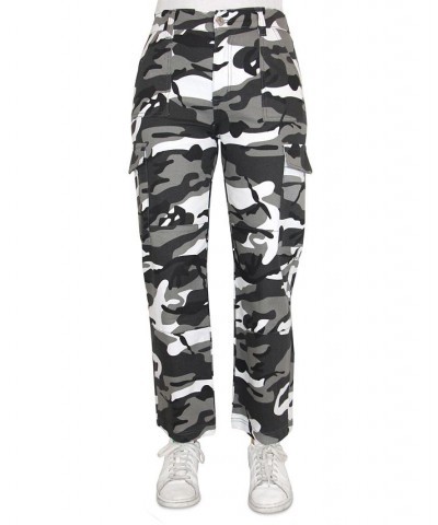 Juniors' Camouflage-Print Cargo Pants Gray $18.60 Pants