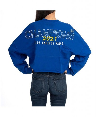 Women's Branded Royal Los Angeles Rams Super Bowl LVI Champions Cropped Long Sleeve T-shirt Royal $32.43 Tops