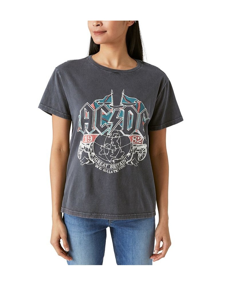 Women's Cotton AC/DC Band T-Shirt Caviar $15.44 Tops
