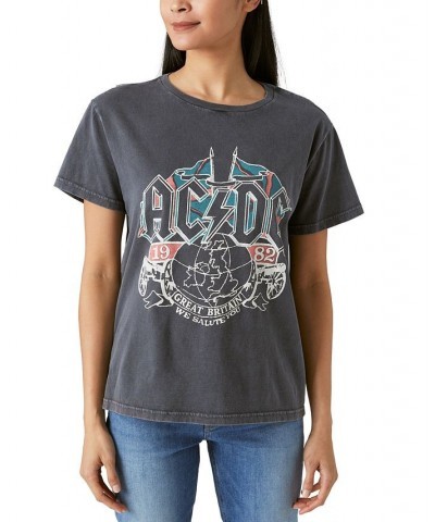 Women's Cotton AC/DC Band T-Shirt Caviar $15.44 Tops