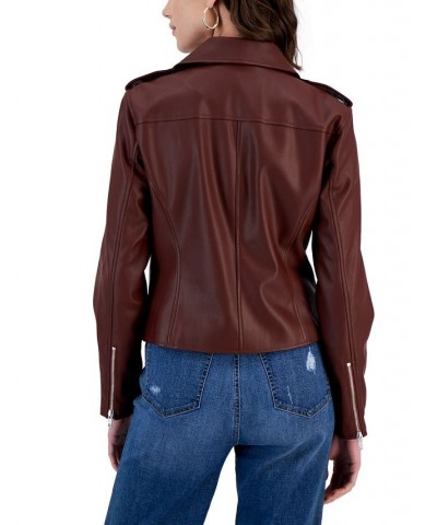 Women's Faux-Leather Jacket Brown $33.46 Jackets