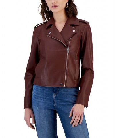 Women's Faux-Leather Jacket Brown $33.46 Jackets