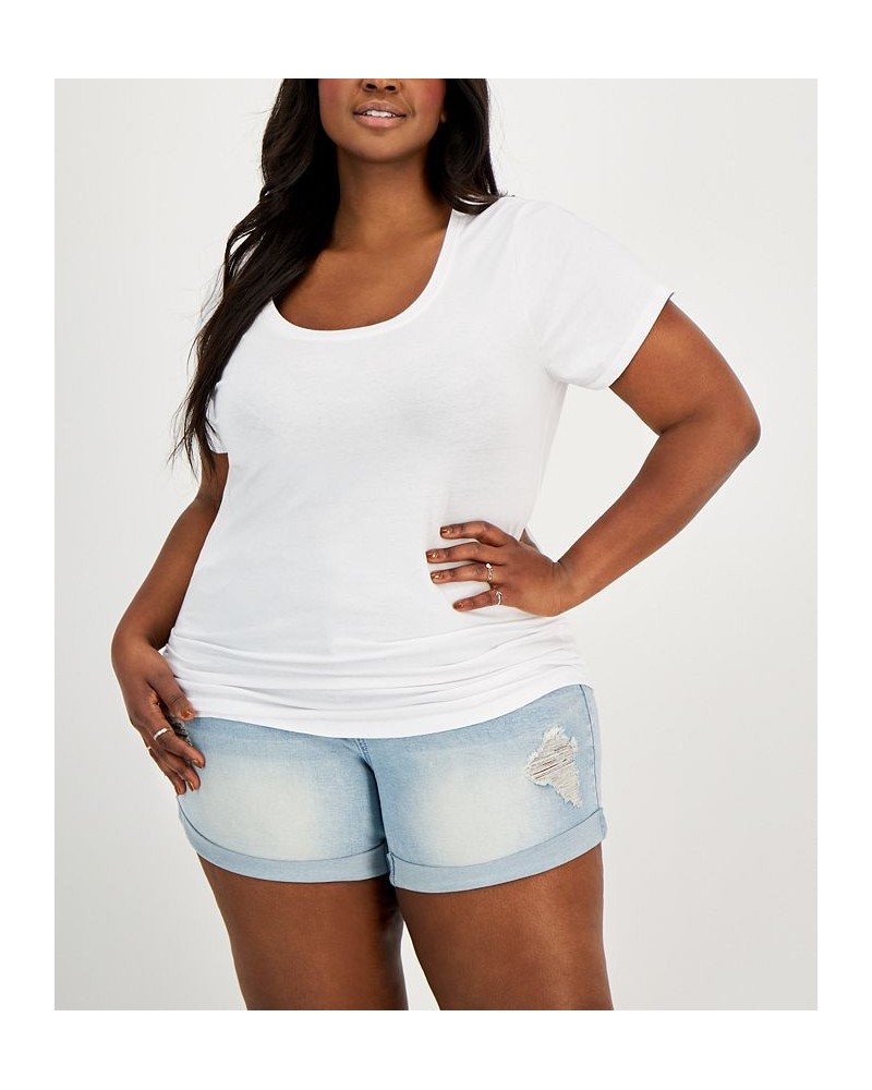 Trendy Plus Size Scoop-Neck T-Shirt White $10.19 Tops