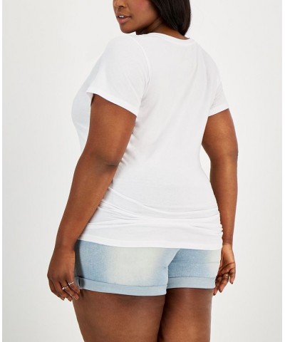 Trendy Plus Size Scoop-Neck T-Shirt White $10.19 Tops