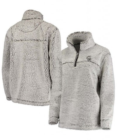Women's Gray Colorado Rockies Sherpa Quarter-Zip Pullover Jacket Gray $45.89 Jackets
