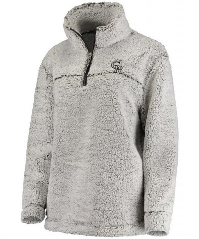 Women's Gray Colorado Rockies Sherpa Quarter-Zip Pullover Jacket Gray $45.89 Jackets