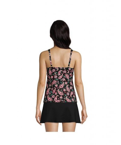 Women's D-Cup V-Neck Wrap Underwire Tankini Swimsuit Top Adjustable Straps Black multi paisley floral $38.11 Swimsuits